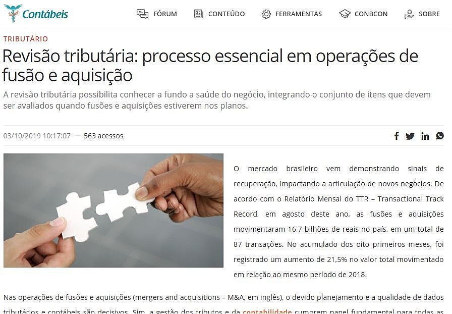 Reviso tributria: processo essencial em operaes de fuso e aquisio